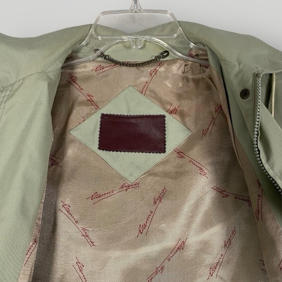 Etienne Aigner Vintage Belted Short Greenish Trench Coat Woman's‎ 10 Classic - Picture 6 of 16